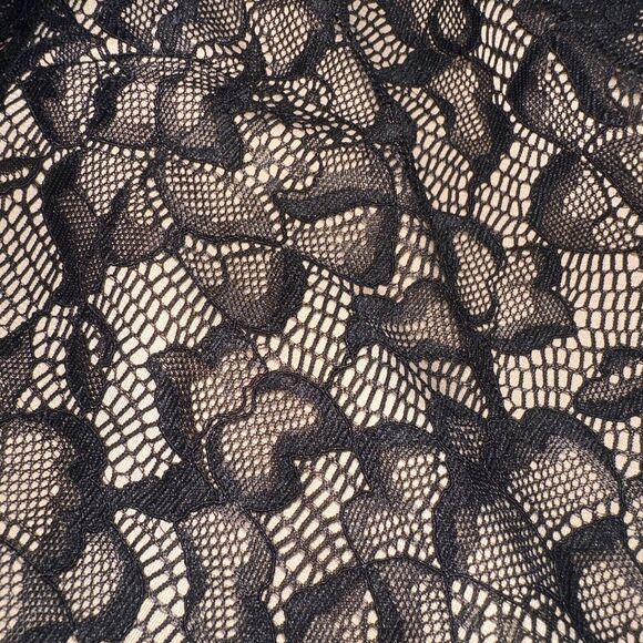 NWT DRESS THE POPULATION Black Lace Cocktail MIDI V-Neck Sheath Dress Sz M EUC - Picture 5 of 5